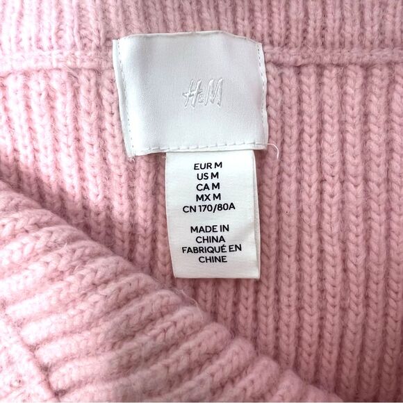 Y2K H&M women’s Pink Ribbed Knit Midi Skirt Sz M whimsical goth coquette soft - Picture 3 of 6